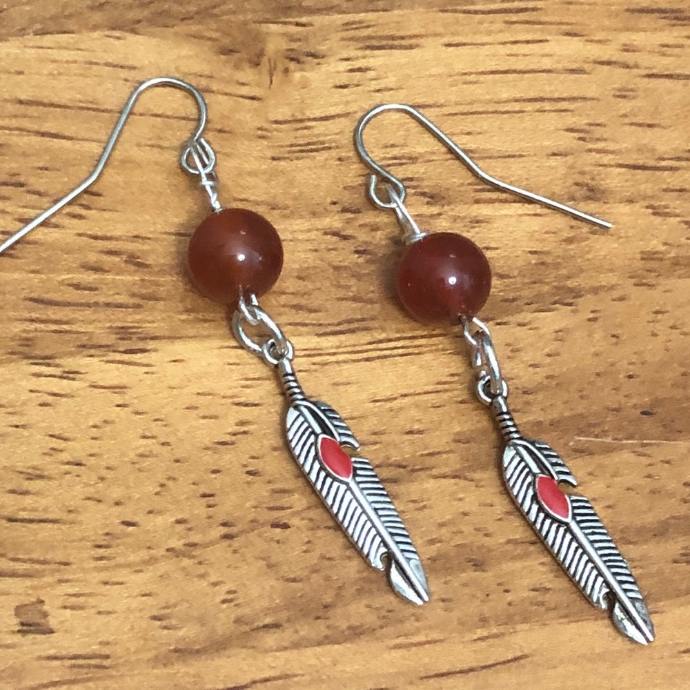 Genuine Red Carnelian crystal earrings